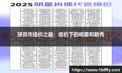 球员市场价之最：低价下的明星和新秀
